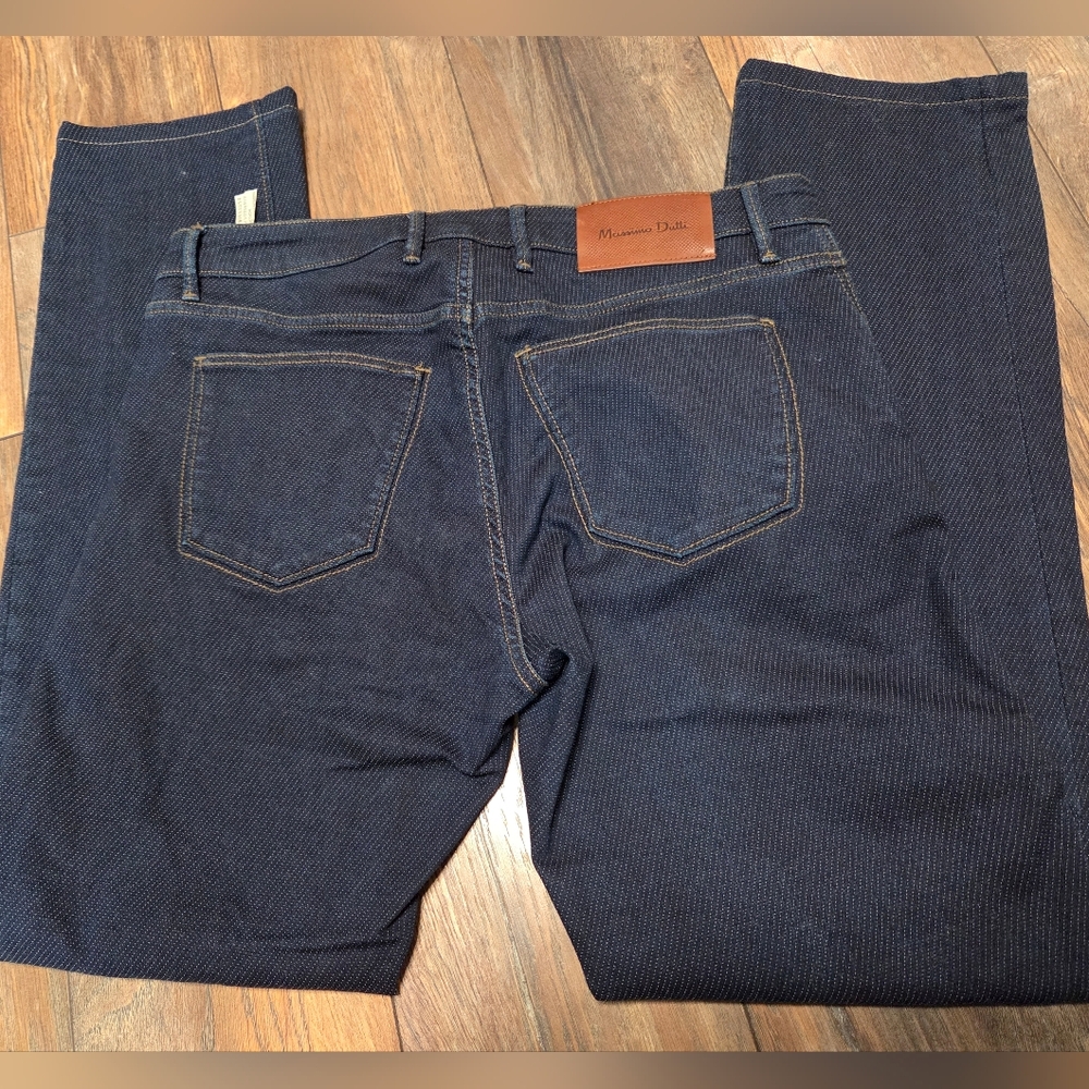 Massimo Dutti Slim Fit Deep Indigo Subtle Spotted Jeans